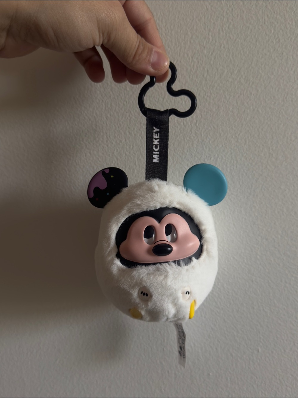 MINISO - “Fun Crash” Disney Mickey Mouse Plush Bag Charm -  Black & White NWOT